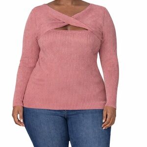 Blush Pink Ribbed Knit Keyhole Top – Size 12